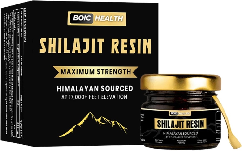 Pure Organic Shilajit Maksimal potens for mænd og kvinder med 85 + spor mineraler supplement til energi, ydeevne og immunsystem - Shilajit resin- 50G (pakke med 1)