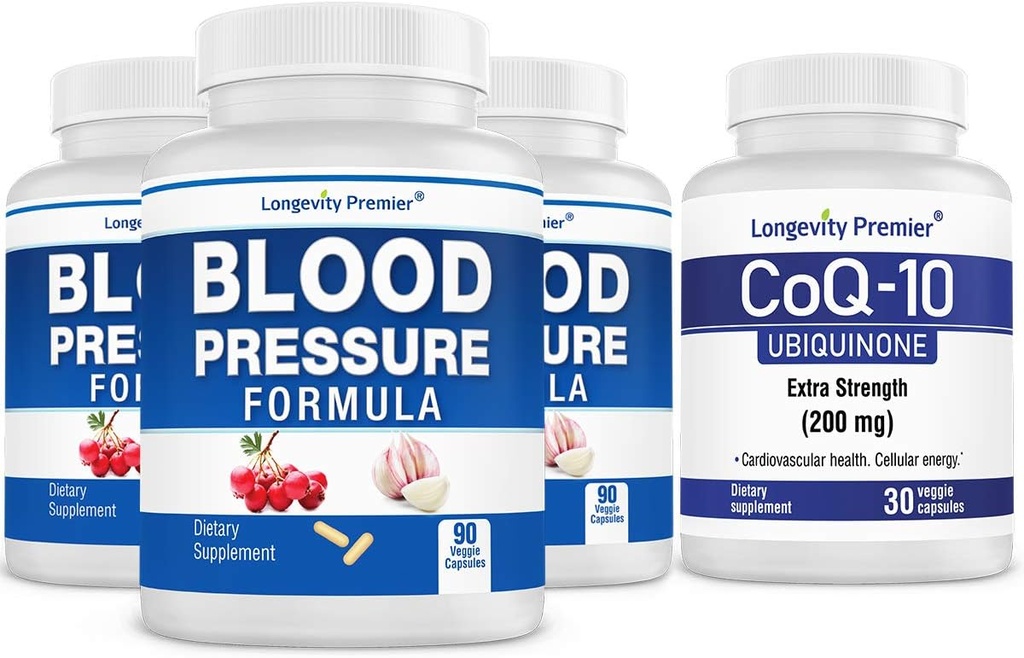 [BP Value Pack] Længdegrad Blodtryksformel 90 kapsler x 3 Flasker med 1 fri flaske CoQ10 [30 kapsler]