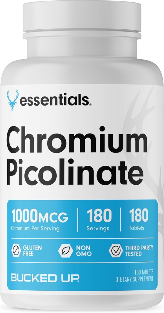 Bucked Up Chrom Picolinate 1000mcg Per Servering, Bucked Up Essentials (180 Servere, 180 tabletter)