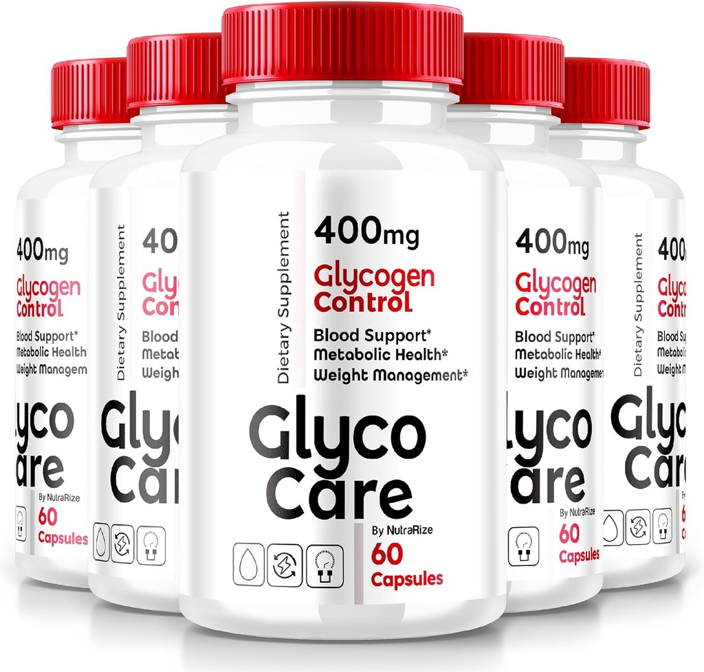 (5 Pack) Glyco Care Kapsler, Glyco Care Advanced Blood Support, Glyco Care Health Support Pills, Maksimal styrke Formel for samlet wellness, Alle naturlige GlycoCare anmeldelser (300 Kapsler)