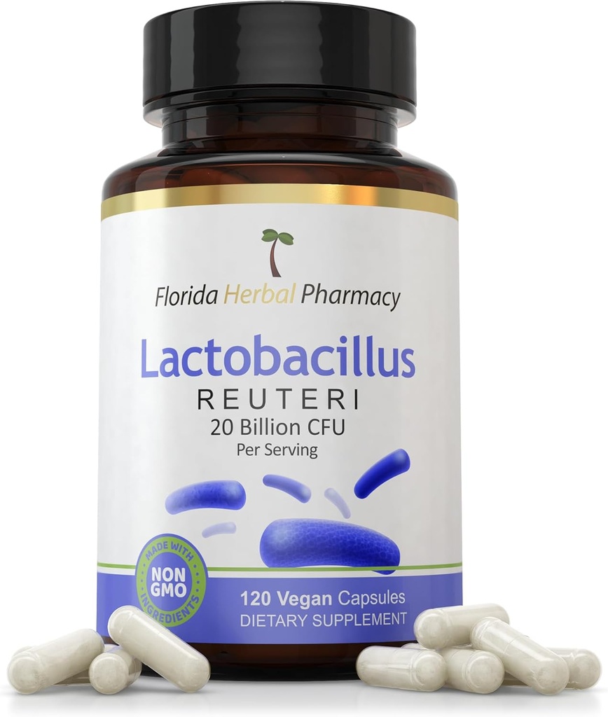 Florida Herbal Pharmacy, Lactobacillus Reuteri (Probiotic) Supplement kapsler, 20 milliarder CFU