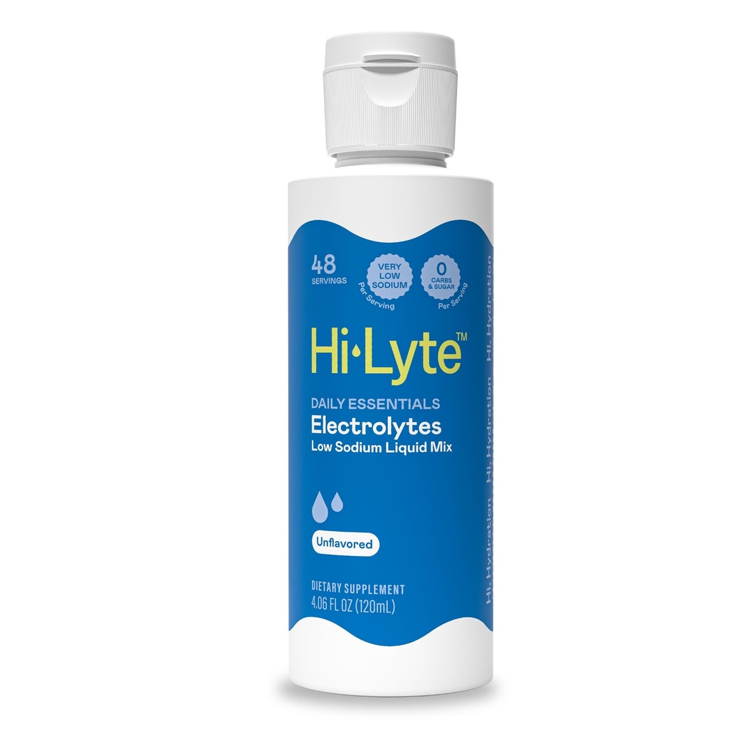 Hi- Lyte Daily Essentials Lavt natriumelektrolyte Flydende Mix Uden smag, 48 Servering