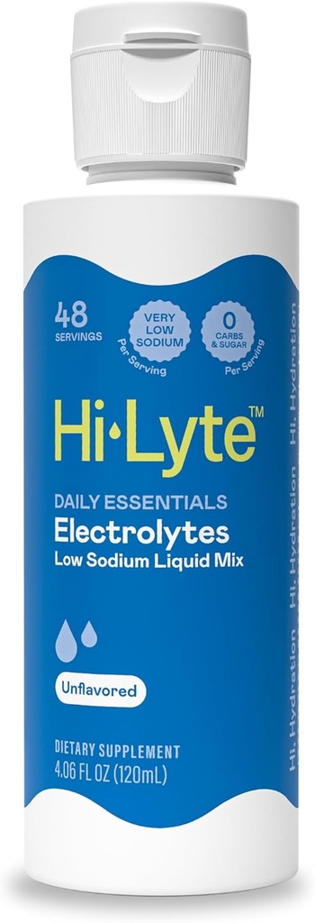 Hi-Lyte Daily Essentials Low Sodium Electrolytes Liquid Mix Unflavored, 48 Servings