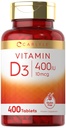 Carlyle Vitamin D3 400iu (10mcg) | 400 Tablets | Value Size | Vegetarian, Non-GMO, and Gluten Free Formula | Vitamin D Supplement