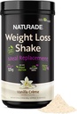 Naturade Vægttab Shake Meal Erstatning, 18 Servering - 25g Plantbaseret protein, CLA, Fiber & 18 Vitamin og mineraler designet til Curb Cravings og Boost Daglig ernæring - Vanilla Creme