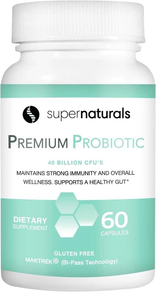 Premium Probiotics, 40 Billion CFU Probiotics for Digestive Health, Made with MAKTrek Bipass Technology, Women & Mens Probiotics for Gut Health, 60 Probiotic Capsules