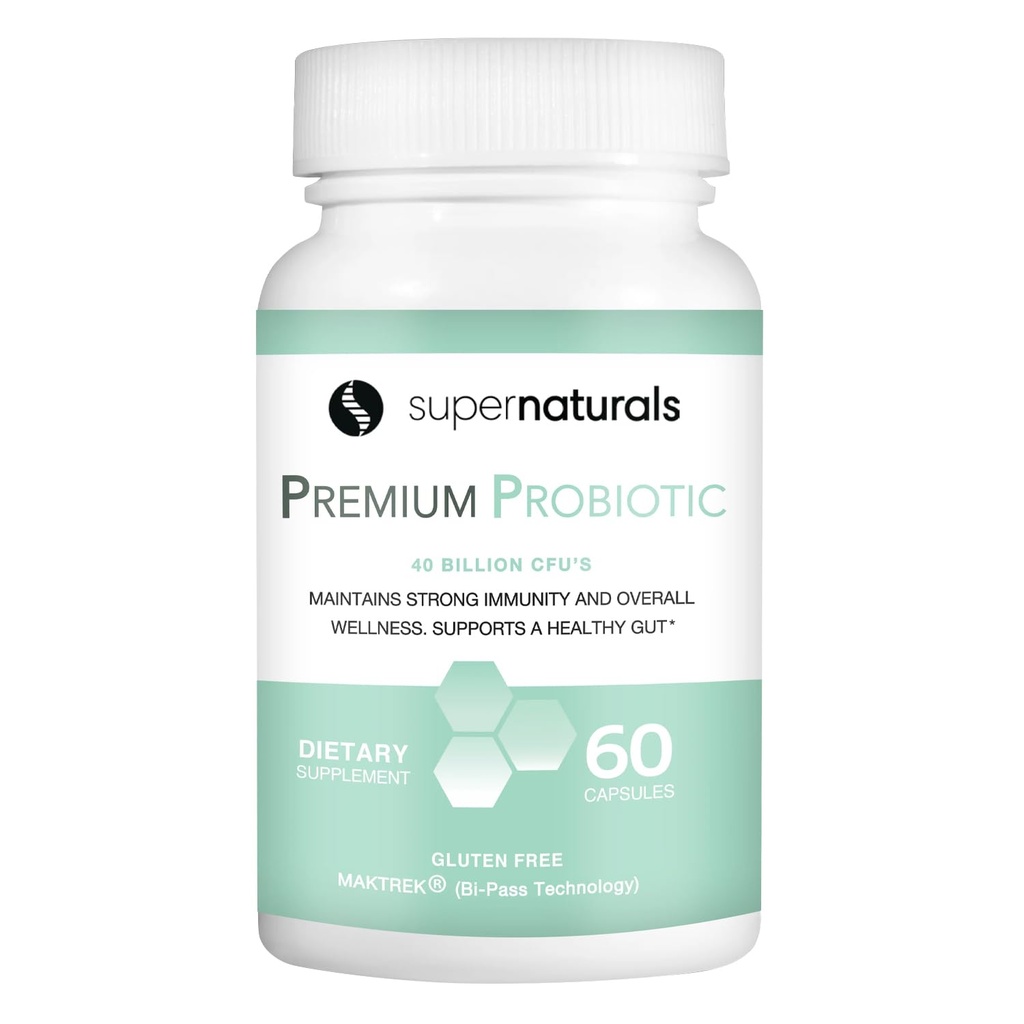 Premium Probiotika, 40 milliarder CFU Probiotika til fordøjelsessygdomme, Lavet med MAKTrek Bipass Technology, Kvinder & Herre Probiotika til Gut Health, 60 Probiotiske kapsler