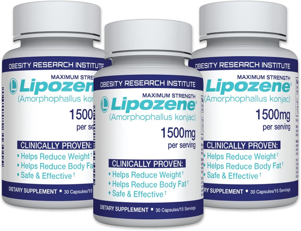 Lipozen Diet piller - vægttab supplement - undertrykker Appetite- Tre flasker med 90 kapsler i alt