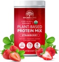 Jordbær - Plantebaseret proteinpulver, proteinmix, proteinpulver med vitaminer og mineraler, 20g protein, & Komplet Aminosyreprofil, Vegansk proteinpulver