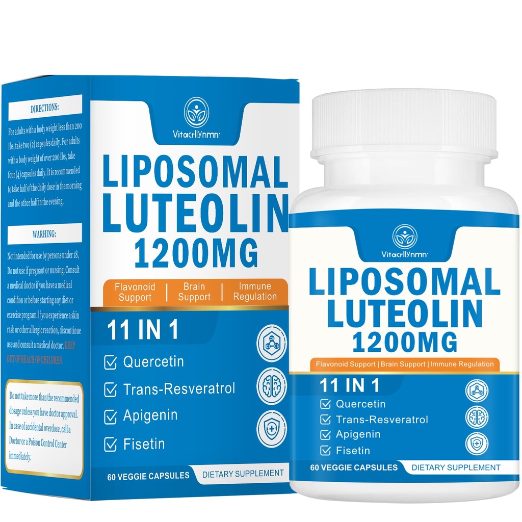 1200MG Liposomal Luteolin Supplement - Maksimal Absorption, Antioxidant Boost til hjernen 60 kapsler