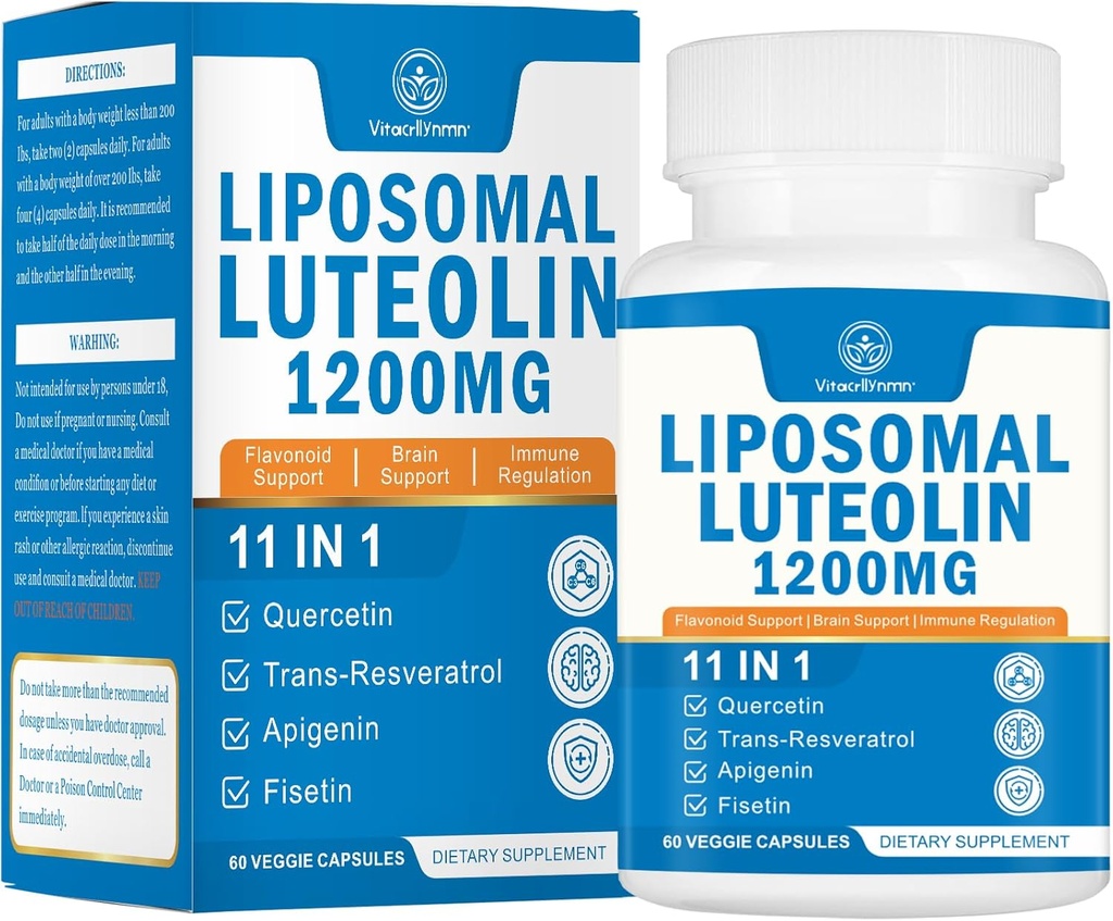 1200MG Liposomal Luteolin Supplement - Maksimal Absorption, Antioxidant Boost til hjernen 60 kapsler
