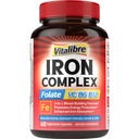 Jerntilskud til kvinder og mænd, med Vitaminer C, B6, B12 & Folate for Iron Dificiency, Blood Building & Energy Support, Mave Friendly, Bedre Absorption, Non- GMO, No Gluten, 60 Vegan Caps