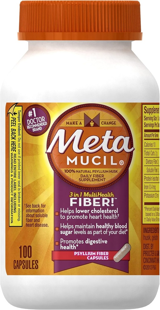 Metamucil Multi- Health Fiber Kapsler med Meta 100 kapsel flaske (OLD)