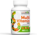 LiveGood ™ Mænds Bio- Active Complete Multivitamin, Dagligt tillæg med vitamin A, B12, C, E, Lycopene, Vegan, 60 kapsler