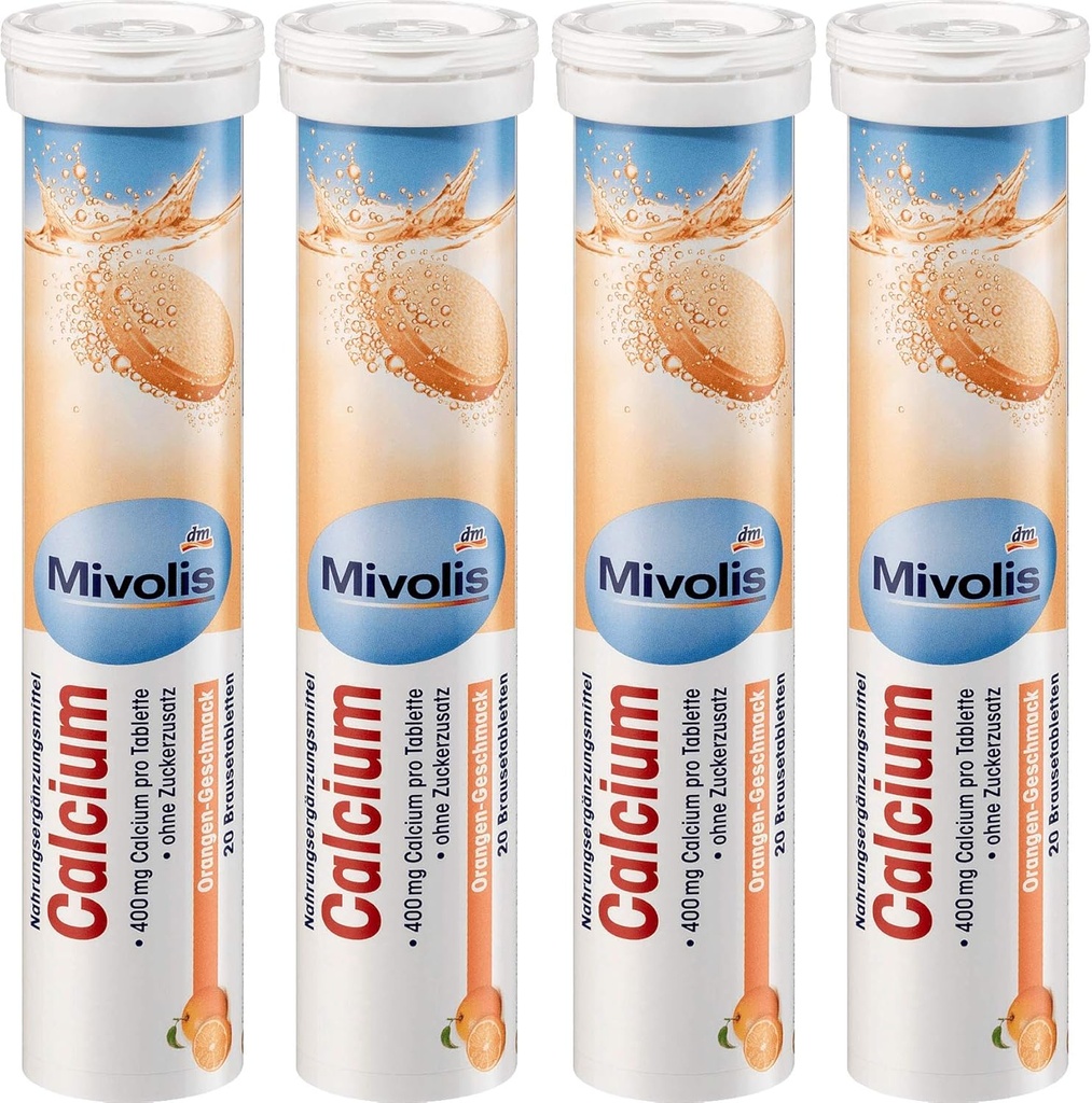 Mivolis Calcium brusetabletter - Kosttilskud 4 Pakninger x 20 stk
