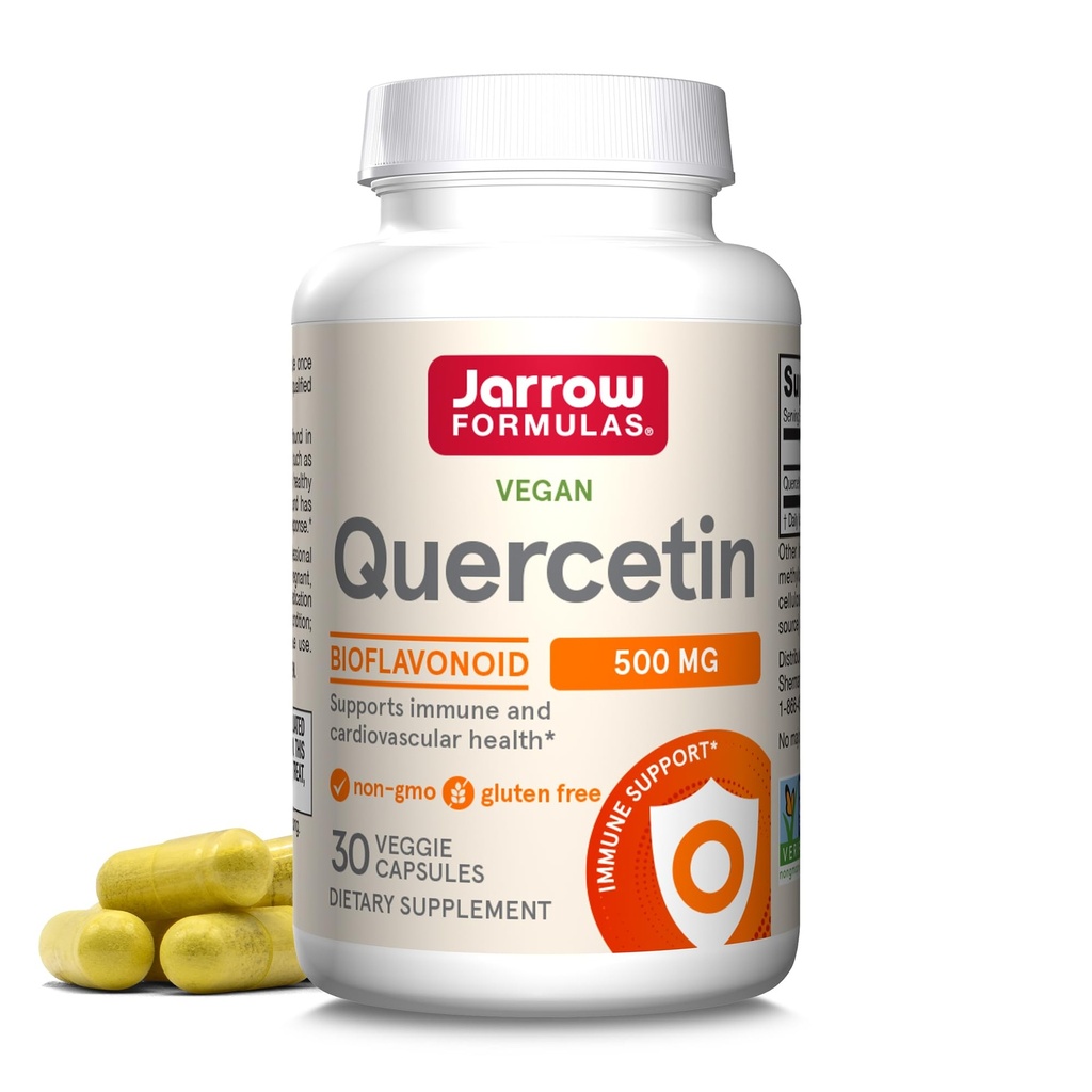 Jarrow Formulas Quercetin Kosttilskud - 500 mg, Antioxidant Support til kardiovaskulær og immunforsvar, Supplement med 30 Veggie kapsler