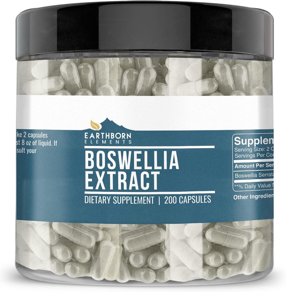 Earthborn Elements Boswellia Serrata Extract 200 Kapsler, Pure & Ufortyndet, Ingen tilsætningsstoffer