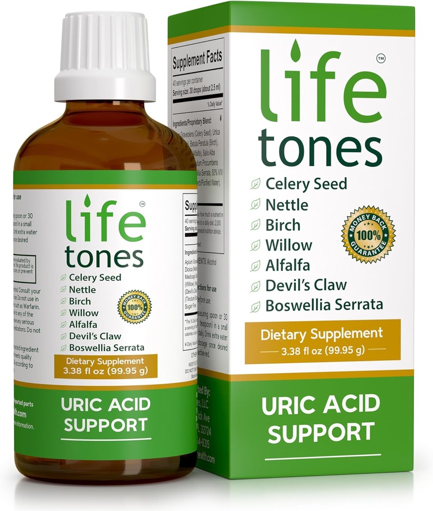 Lifetones Uric Acid Support - Joint Health for Men & Women - Liquid Uric Acid Cleanse for High Absorption - Herbal Cleanse Detox for Joint Comfort - Boost Flexibility - 3.38 fl oz