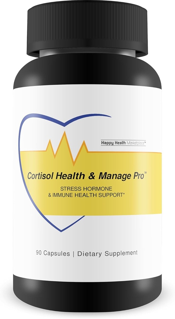 Cortisol Health & Manage Pro - Stress Hormone & immunforsvar - Fremme sunde Cortisol Niveauer & immunfunktion - D3- vitamin, Magnesium, Ginseng, C-vitamin, zink - Hjælper med Stress Relief & Mood