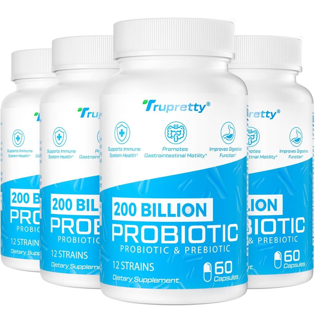200 Millioner Cfus 12 Strops Probiotika, med 3 Organic Prebiotics, Probiotika for kvinder Mænd, Dagligt tillæg for immun, Gut, fordøjelsessygdomme, Hylde Stabil, Ikke GMO, 240 Caps (240- dages forsyning)