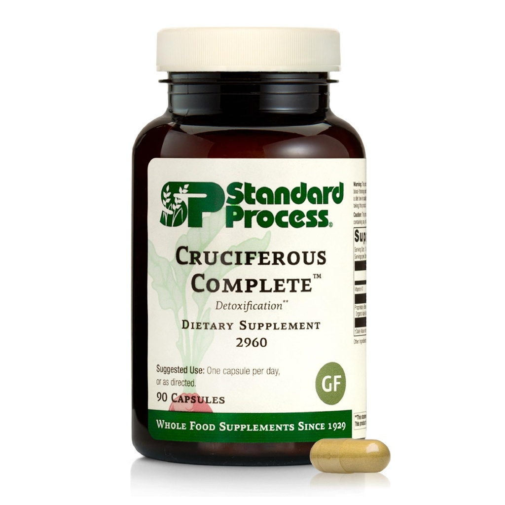 Standard Process Crucifereal Complete - Hel fødevare Antioxidant, Detox og leverstøtte med vitamin K, Økologisk Kale og Brussel spirer - 90 kapsler