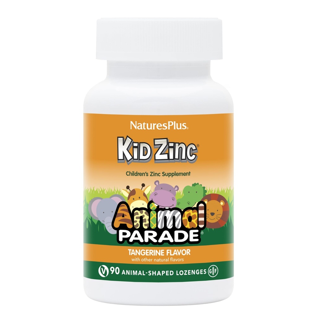 NaturesPlus Animal Parade KidZink, Tangerine Flavor - 90 Animal- Shaped Lozenges - Organisk Chelated Zink - Vegan, Gluten Free - 90 Servere
