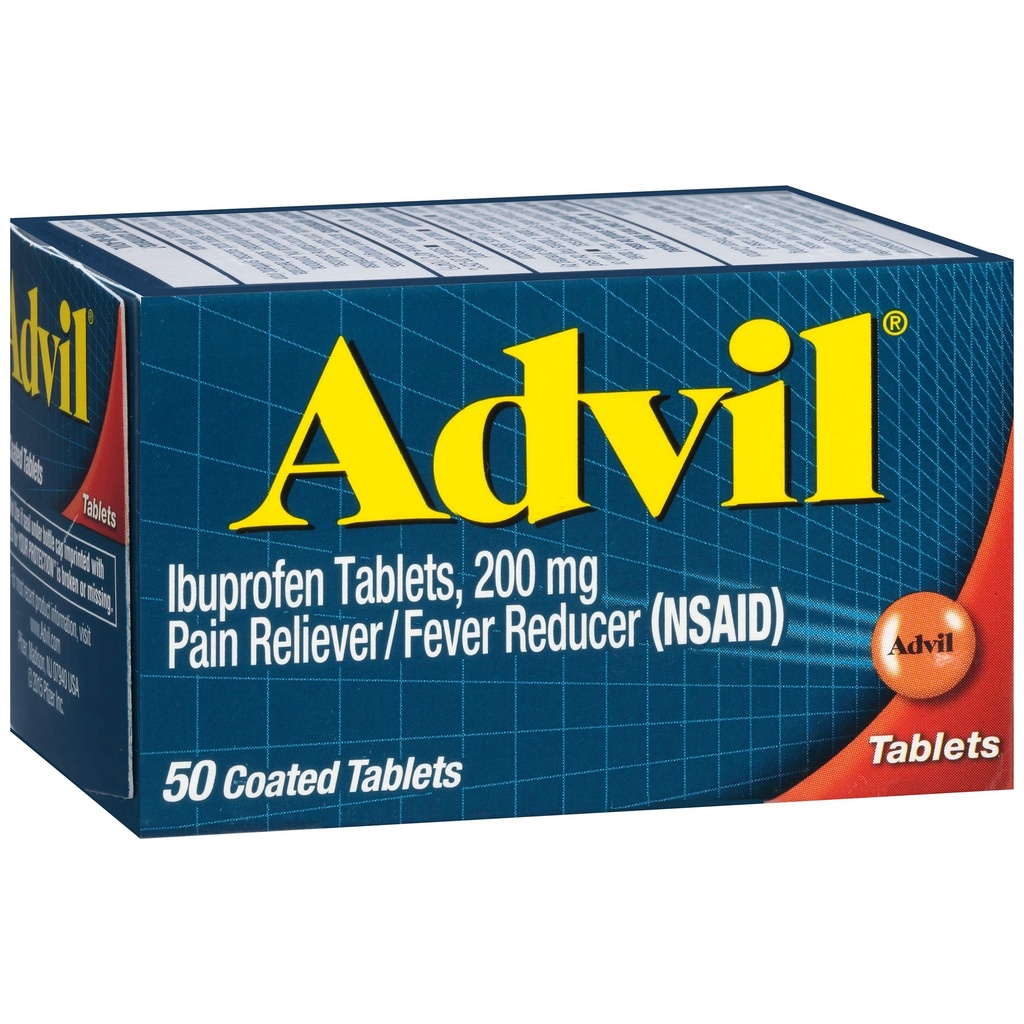 Advil Pain Reliever og Fever Reducer, Ibuprofen 200 mg for Pain Relief - 50 overtrukne tabletter