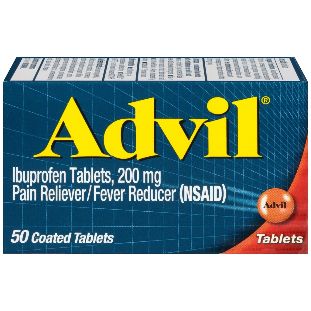 Advil Pain Reliever og Fever Reducer, Ibuprofen 200 mg for Pain Relief - 50 overtrukne tabletter