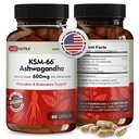 DailyNutra KSM- 66 Ashwagandha 600mg Organic Root Extract - High Potency Supplement med 5% Withanolides ttesmå 124; Relieves Træthed, Understøtter Afslapning, Fokus, Energi, & Muscle Growth (60 kapsler)