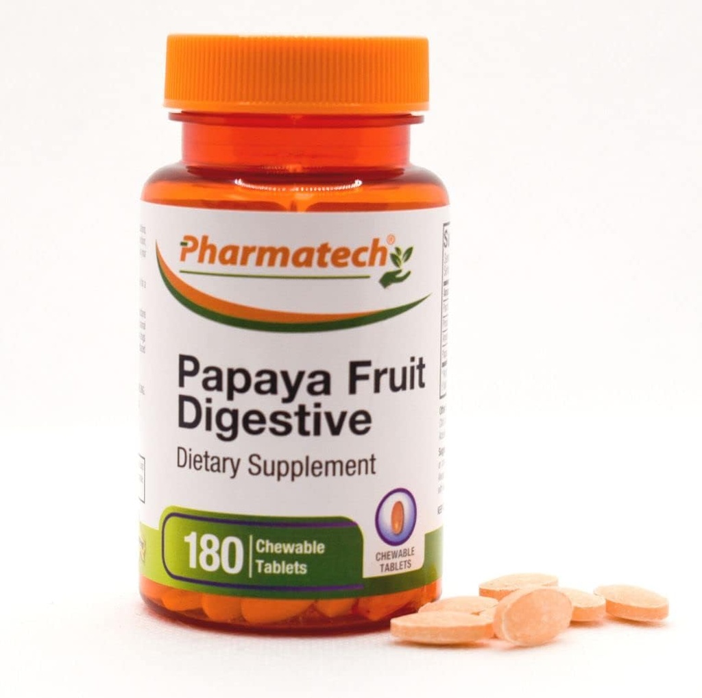 Papaya Frugt fordøjelse, Forbedre fordøjelse, Tasty Flavor, Enzyme supplement, til bloating og obstipation, Gas Relief, 180 tyggetabletter