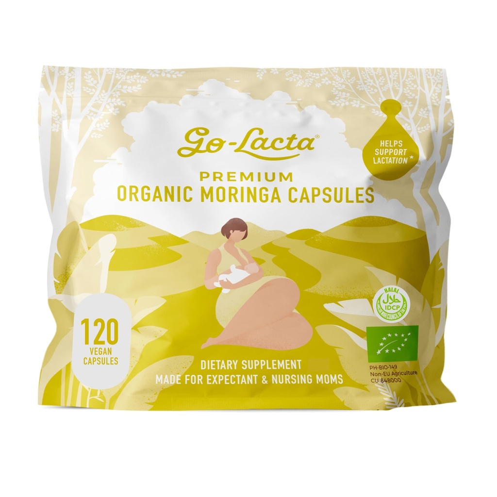 Go- Lacta ® 100% økologiske Moringa kapsler til ammende mødre, 120 kapsler
