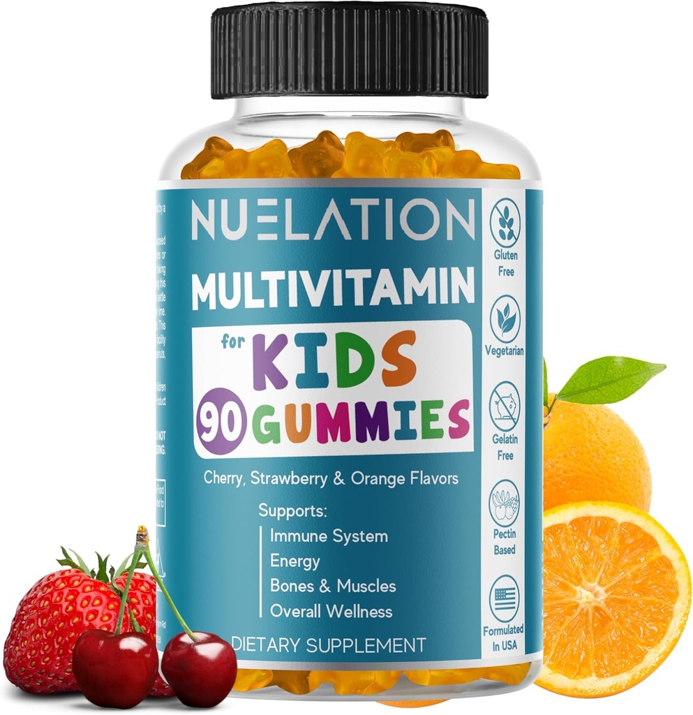 Gummy Vitaminer til børn 45 dages forsyning - Vegetarisk, Gluten fri, Gelatine fri, Multivitamin Gummies for Kids to Support Immunsystem & Samlet Wellness