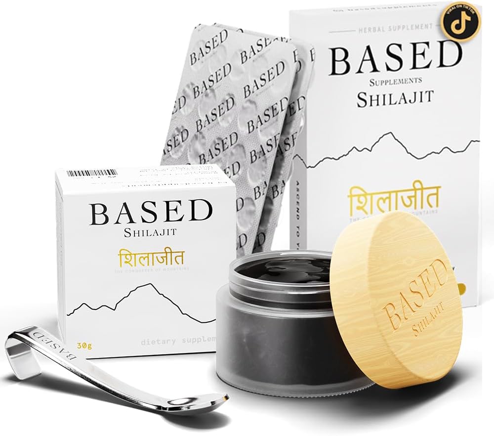 Baseret Shilajit Budd124; Pure Shilajit Tablets and Resin Bundle med Max Potency, Energi & immunforsvar for mænd og kvinder Budd124; Rich in Fulvic Acid og 85 + Trace Minerals, 60 Tablets + 60 Servering