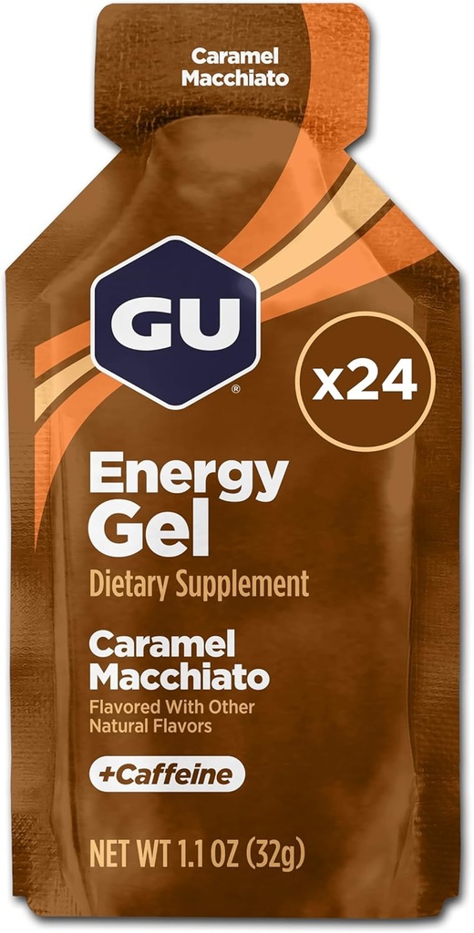 GU Energy Original Sport Nutrition Energy Gel, Caramel Macchiato, 24 Count Box