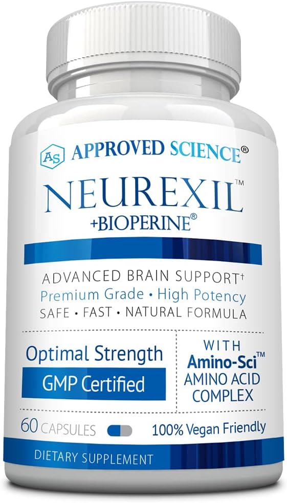 Godkendt videnskab Neurexil - Natural Nootrop Support med DMAE - Forbedre hjernefunktion, Sharpen Clarity, Boost Memory - L- Tyrosine, Ginkgo Biloba, Huperzine A, BioPerine - 60 kapsler