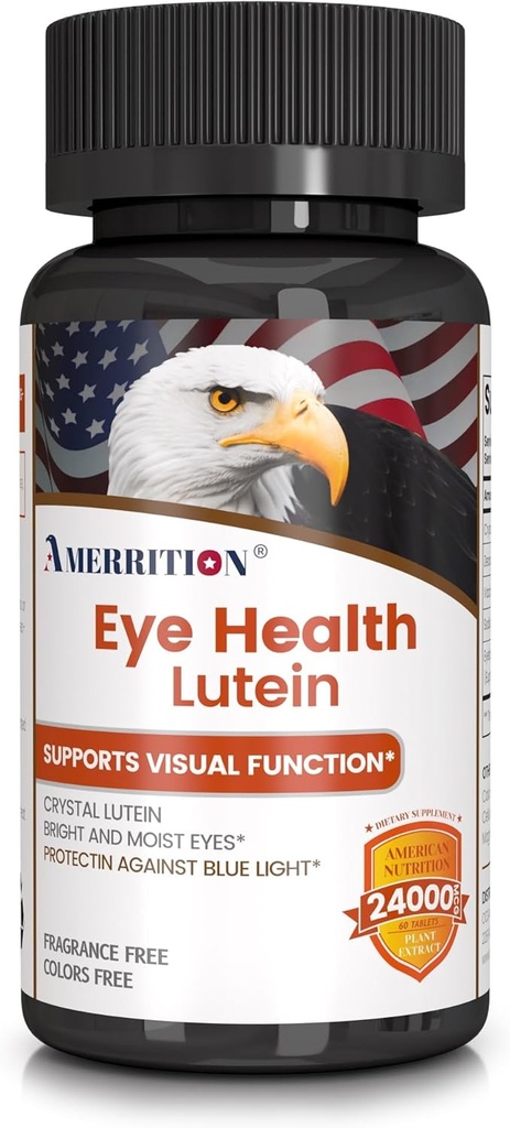 Avanceret Lutein Eye Health Supplement - Forbedret med Zeaxanthin, Understøtter Vision & Eye Health - Non-GMO & Gluten Free - Natural Eye Vitamin Tablets - 60ct