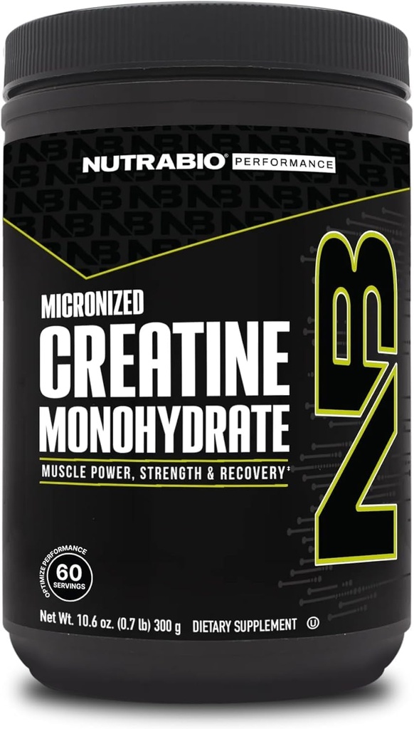 NutraBio Pure Micronized Creatine Monohydrate Powder Supplement, Unflavored, (300 g) - Supports Bulk Muscle Energy, Recovery, and Strength - HPLC Tested Creatine Powder Supplement for Men and Women