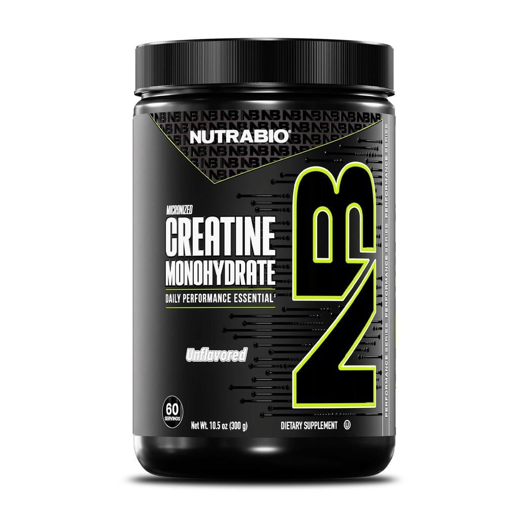 Nutrabio Pure Mikroniseret Creatin monohydrat pulver supplement, Unflavored, (300 g) - Understøtter Bulk Muscle Energy, Inddrivelse, og Styrke - HPLC Testet Creatin Powder supplement til mænd og kvinder