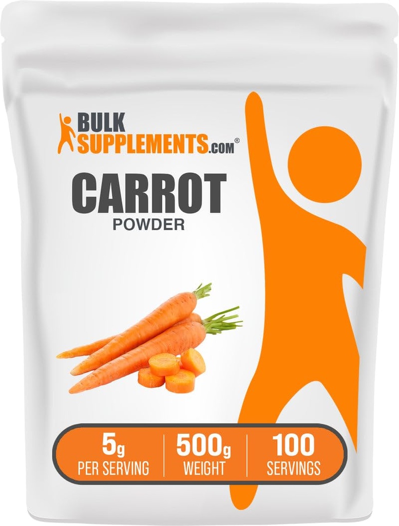 BulkSupplements.com Carrot Powder - Superfood Powder Supplement, Carrot Supplement - for Smoothies & Bagning, Vegan & Gluten Free, 5g per Serving, 500g (1.1 lbs) (Pack of 1)