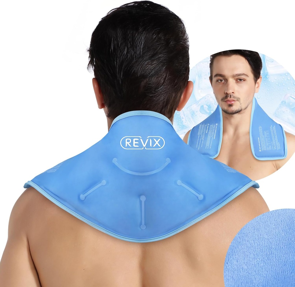 REVIX Neck Ice Pack Wrap - Genbrugelig Hot Cold Gel Pack til Hals og Skulder, Stor Fleksibel Design med Soft Plush Lining, Cervical Gel Ice Wrap Ideel til post-workout Inddrivelse, Træthed & Afslapning