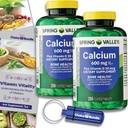 Valg Bundle Spring Valley Calcium Plus D-vitamin tabletter 600 mg 250 Ct 2 stk. (500 i alt) + "Vitality" Guide & Pill Container (4 genstande)!