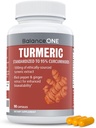 Balance One Turmerisk Extract 1000mg med Max Strength 95% Curcuminoider - Turmerisk Curcumin supplement til fælles Comfort & Antioxidant Support - Ingefær Extract og BioPerine - 1 måned Supply