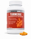Balance One Turmerisk Extract 1000mg med Max Strength 95% Curcuminoider - Turmerisk Curcumin supplement til fælles Comfort & Antioxidant Support - Ingefær Extract og BioPerine - 1 måned Supply