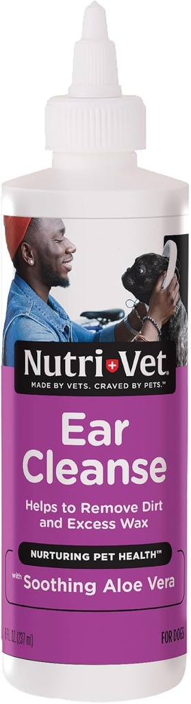 Nutri- Vet Ear Cleanse for Hunde, Flydende Øre Cleanser med beroligende Aloe og salicylsyre, Fjerner og Cleans Wax, Dirt, og rester, Deodorizes, og Itch Relief, Gentle Veterinarian Formuleret, 8oz
