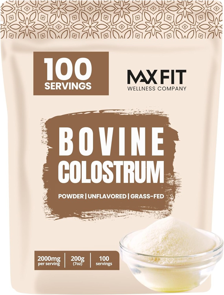 Colostrum Powder supplement, Bovin Colostrum Powder, kraftfuld første mælk Budd124; Koncentreret Let at blande Grass- Fed Gut Sundhed Bloating Immunity Support Skin Hair 100 Servering (200g / 7oz)