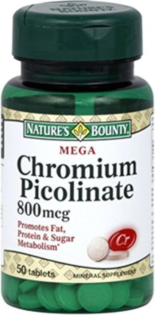 Nature 's Bounty Mega Chrom Picolinate 800 mcg tabletter 50 ea (pakke med 2)