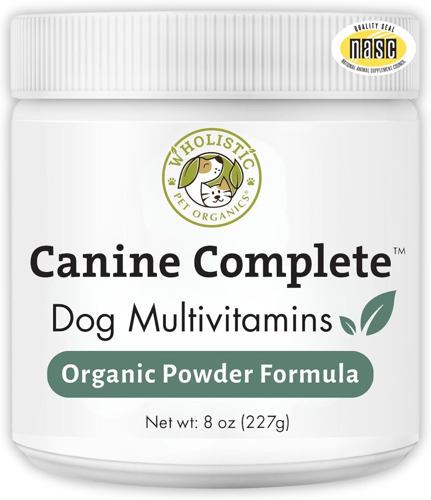 Wholistic Pet Organics Canine Complete - Hund Multivitamin Powder - 8 Oz - Daily Dog Vitamin og Kosttilskud til Hjemmelavet Mad - Immunsystem, Hud, Coat & Samlet Sundhed - Små og store Breed