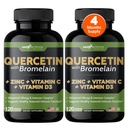 Gade Nutrition Quercetin med C-vitamin og zink - Quercetin 500mg - Quercetin med Bromelain - Zink Quercetin - Quercetin Kosttilskud + D3- vitamin (ikke- GMO, Gluten- fri, Vegan) - 4 måneders forsyning
