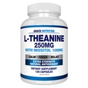 Arazo Nutrition L- Theanine 250 mg (ekstra styrke) med Inositol 100mg, 120 Kapsler Vegetar