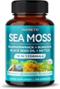 Premium Sea Moss tillæg med Black Seed Oil, Ashwagandha, Bladderwrack, Nettle- Advanced 18- in-1 Formel for Immunity Boosting, Mineral- Rich - Made in the USA (150 Count (Pack of 1))